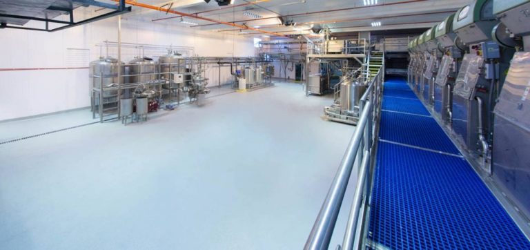 Industrial flooring for a beverage manufacturing plant